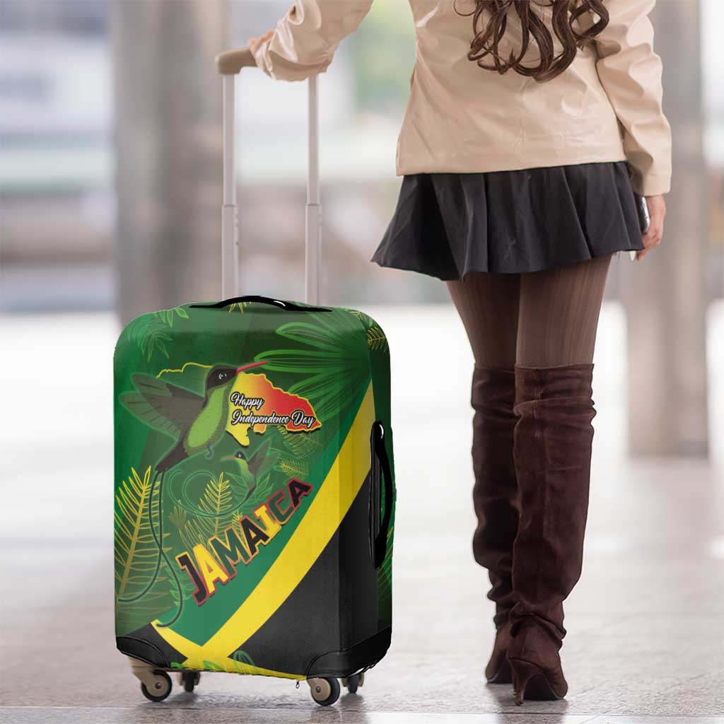 Jamaica Independence Day Luggage Cover Swallow-tail Hummingbird Tropical Plants and National Flag LT03