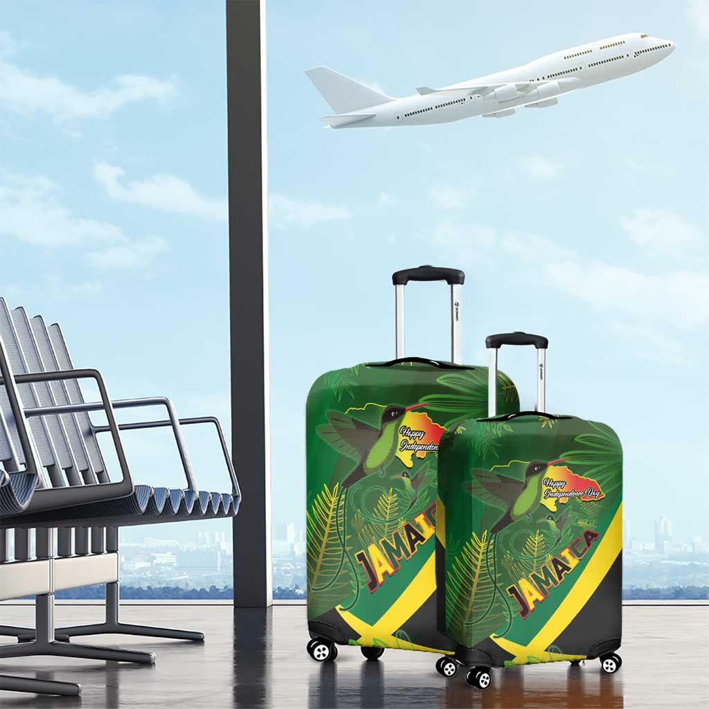 Jamaica Independence Day Luggage Cover Swallow-tail Hummingbird Tropical Plants and National Flag LT03