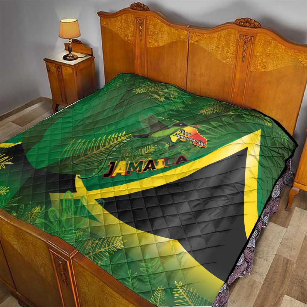 Afro Jamaica Independence Day Quilt Swallow-tail Hummingbird with Tropical Plants LT03