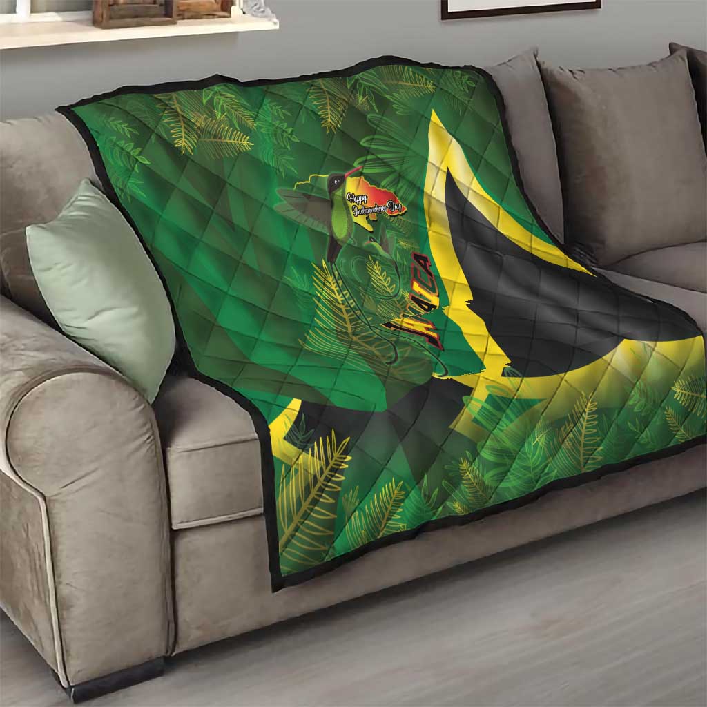 Afro Jamaica Independence Day Quilt Swallow-tail Hummingbird with Tropical Plants LT03