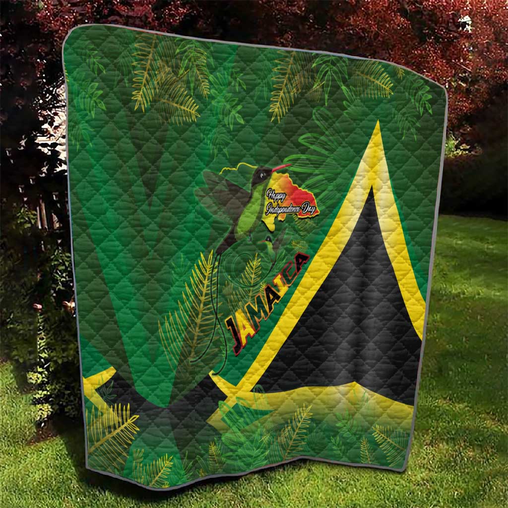 Afro Jamaica Independence Day Quilt Swallow-tail Hummingbird with Tropical Plants LT03