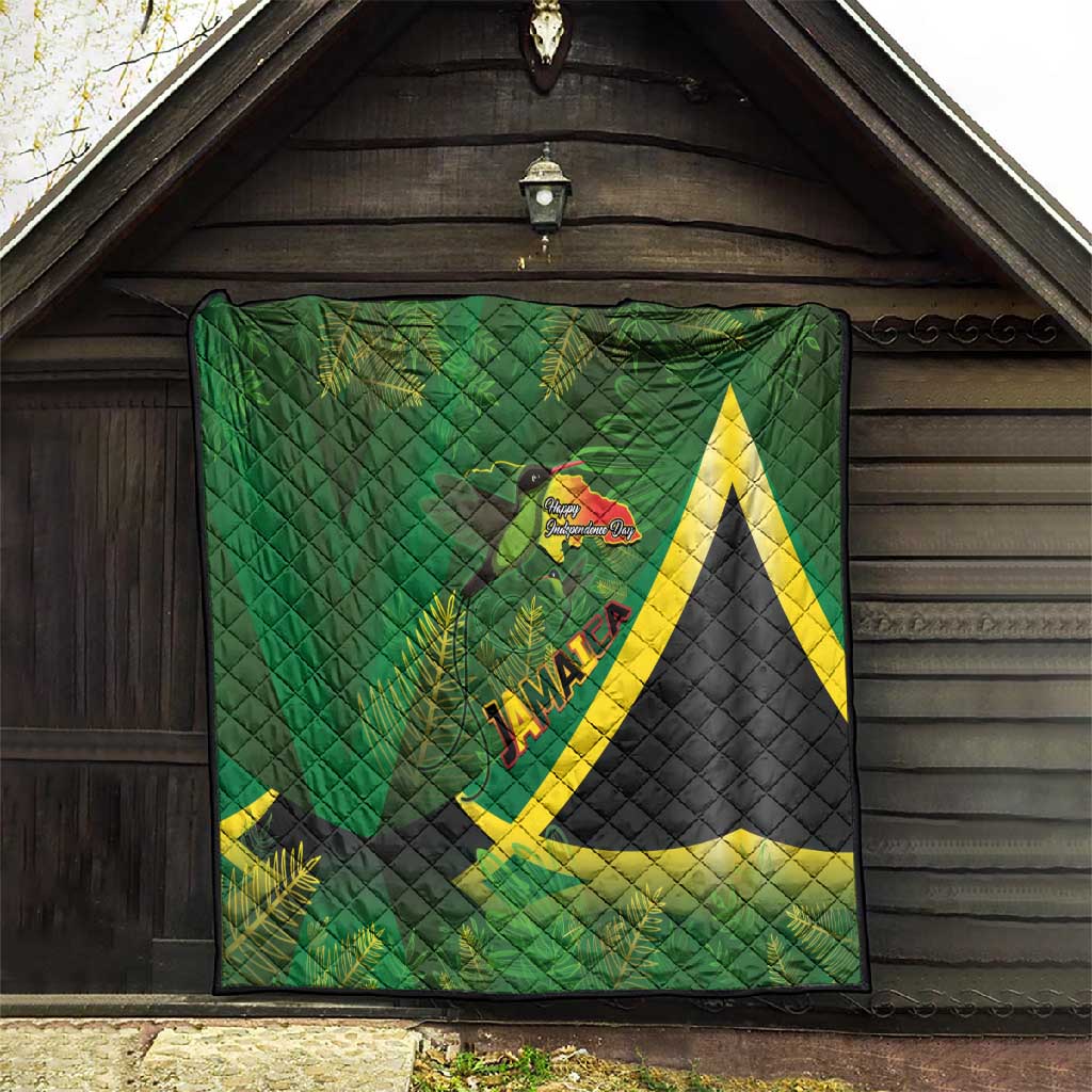 Afro Jamaica Independence Day Quilt Swallow-tail Hummingbird with Tropical Plants LT03
