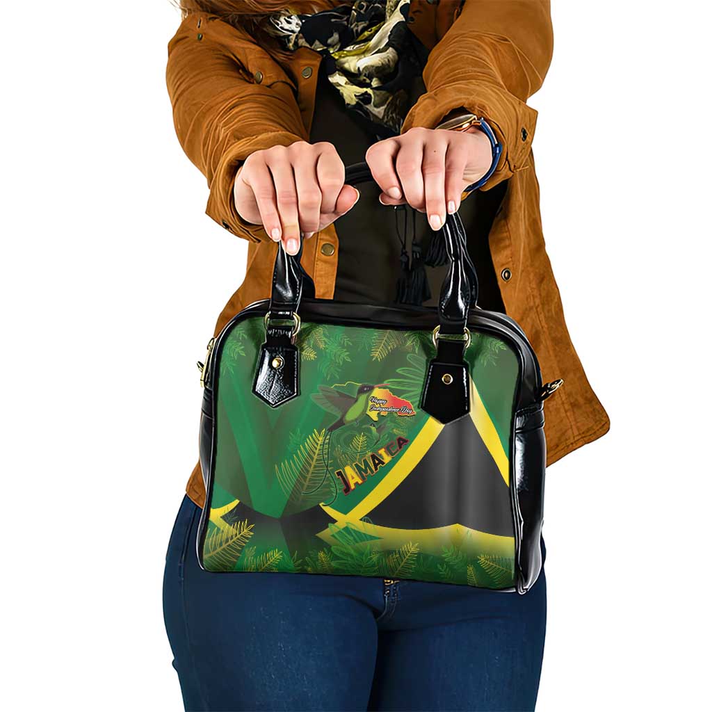 Jamaica Independence Day Shoulder Handbag Swallow-tail Hummingbird Tropical Plants and National Flag LT03