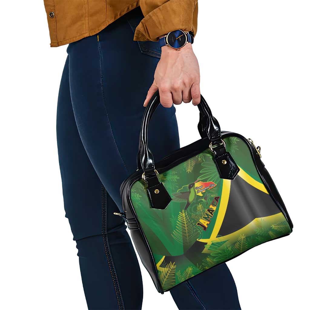 Jamaica Independence Day Shoulder Handbag Swallow-tail Hummingbird Tropical Plants and National Flag LT03