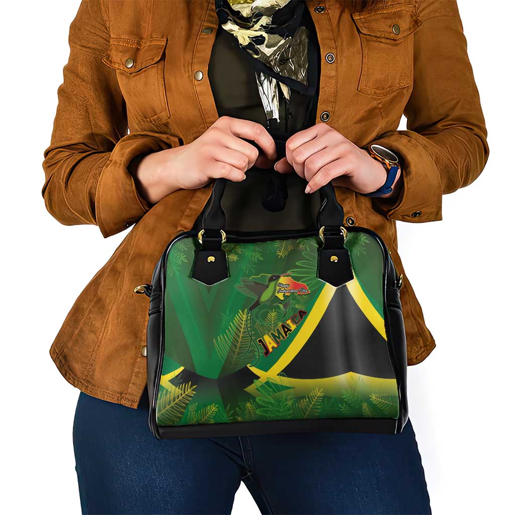 Jamaica Independence Day Shoulder Handbag Swallow-tail Hummingbird Tropical Plants and National Flag LT03