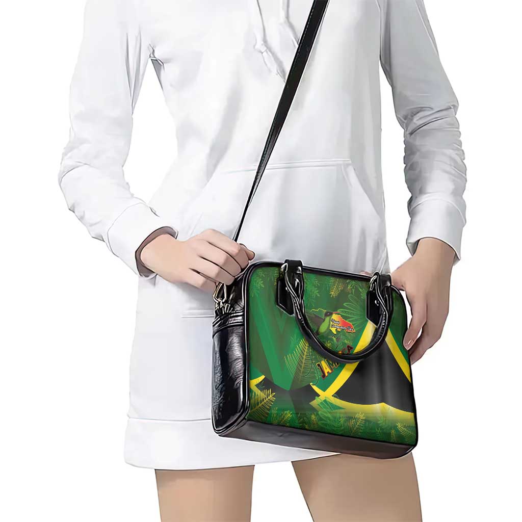 Jamaica Independence Day Shoulder Handbag Swallow-tail Hummingbird Tropical Plants and National Flag LT03