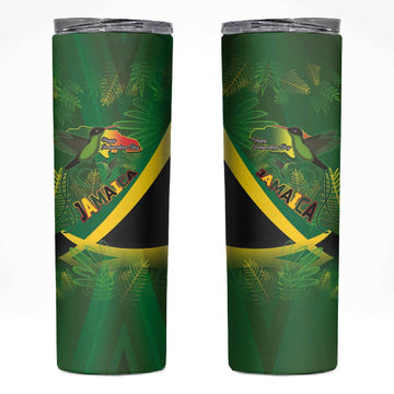 Afro Jamaica Independence Day Skinny Tumbler Swallow-tail Hummingbird with Tropical Plants LT03