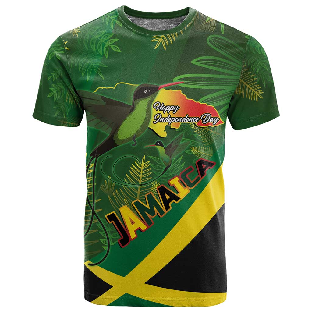 Afro Jamaica Independence Day T shirt Swallow-tail Hummingbird with Tropical Plants LT03