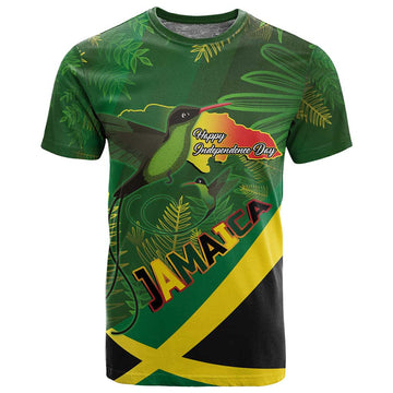 Afro Jamaica Independence Day T shirt Swallow-tail Hummingbird with Tropical Plants LT03