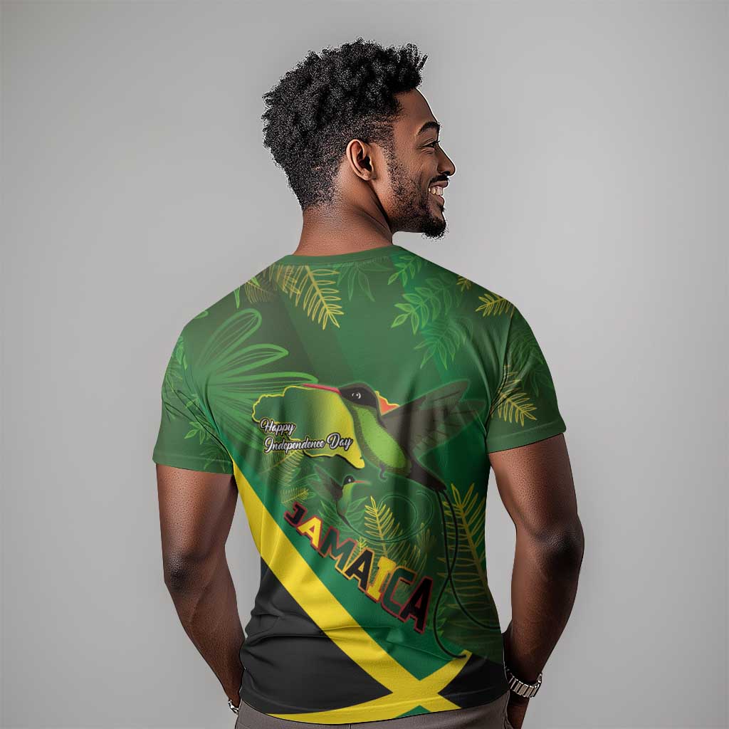 Afro Jamaica Independence Day T shirt Swallow-tail Hummingbird with Tropical Plants LT03