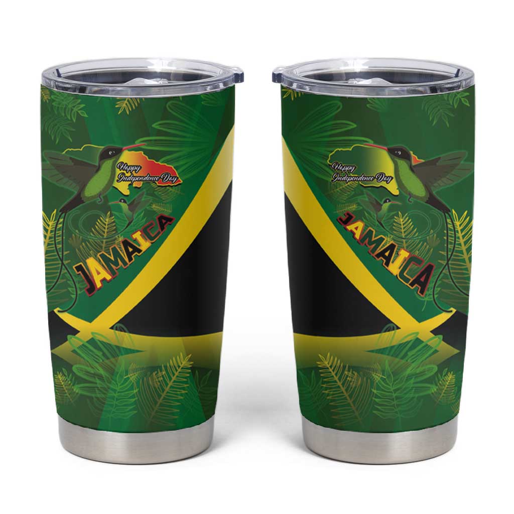 Afro Jamaica Independence Day Tumbler Cup Swallow-tail Hummingbird with Tropical Plants LT03