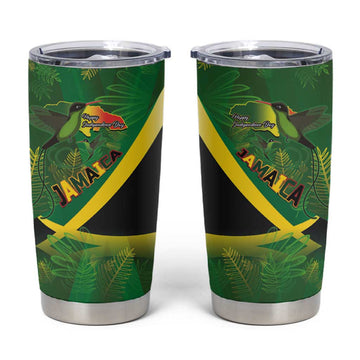 Afro Jamaica Independence Day Tumbler Cup Swallow-tail Hummingbird with Tropical Plants LT03