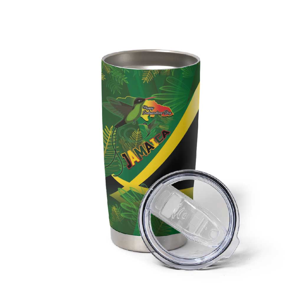 Afro Jamaica Independence Day Tumbler Cup Swallow-tail Hummingbird with Tropical Plants LT03