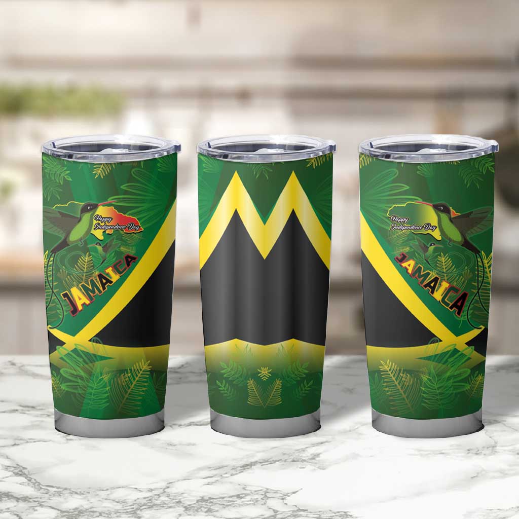 Afro Jamaica Independence Day Tumbler Cup Swallow-tail Hummingbird with Tropical Plants LT03