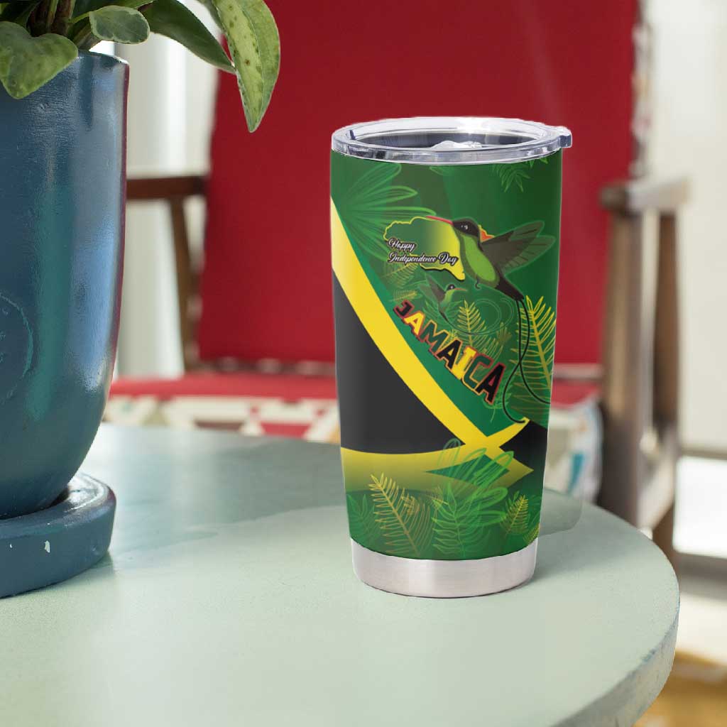 Afro Jamaica Independence Day Tumbler Cup Swallow-tail Hummingbird with Tropical Plants LT03