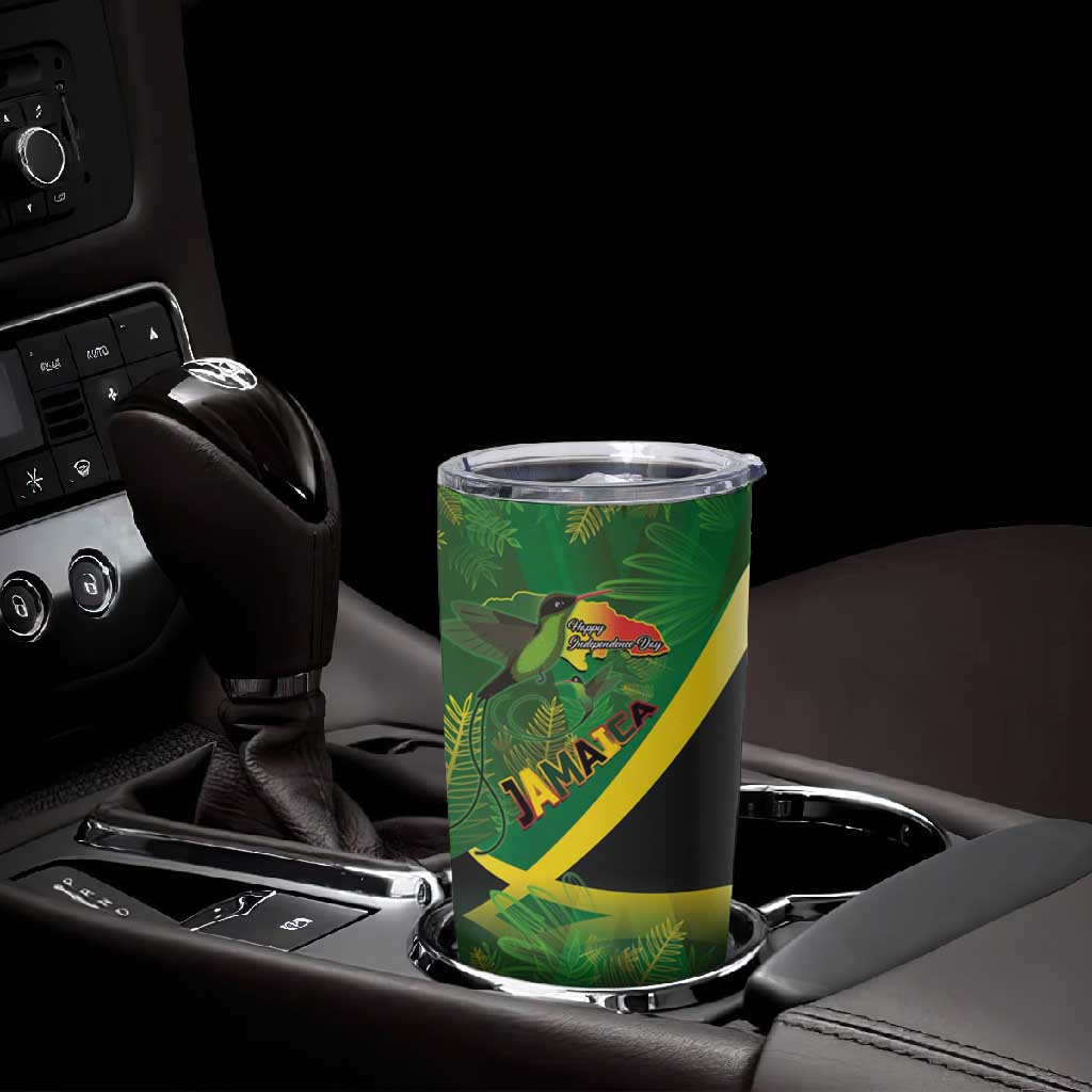 Afro Jamaica Independence Day Tumbler Cup Swallow-tail Hummingbird with Tropical Plants LT03