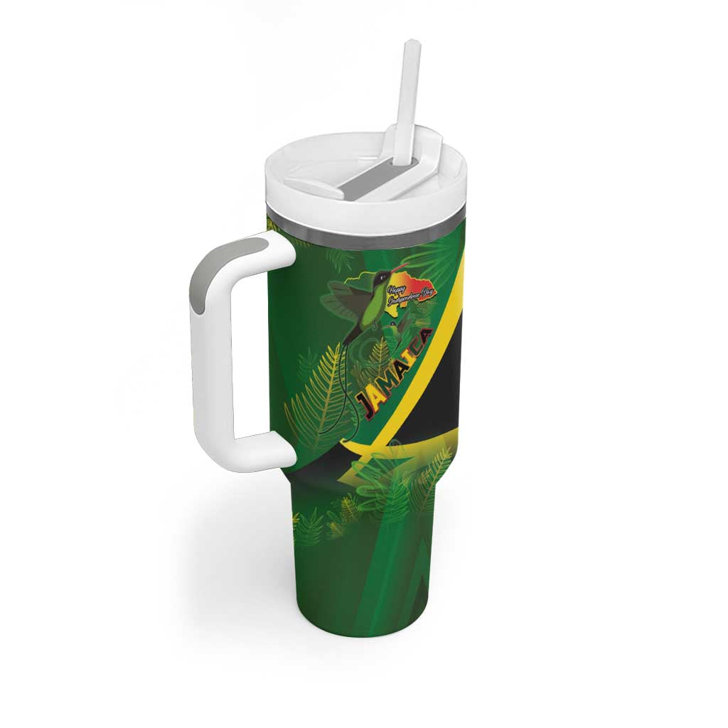 Afro Jamaica Independence Day Tumbler With Handle Swallow-tail Hummingbird with Tropical Plants LT03