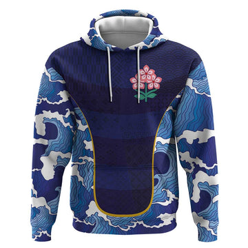 Custom Japan Pacific Rugby 2024 Hoodie Japanese Traditional Pattern and Sea Waves LT03