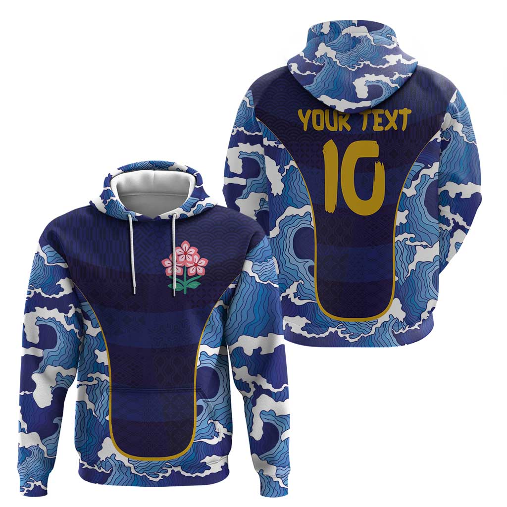 Custom Japan Pacific Rugby 2024 Hoodie Japanese Traditional Pattern and Sea Waves LT03