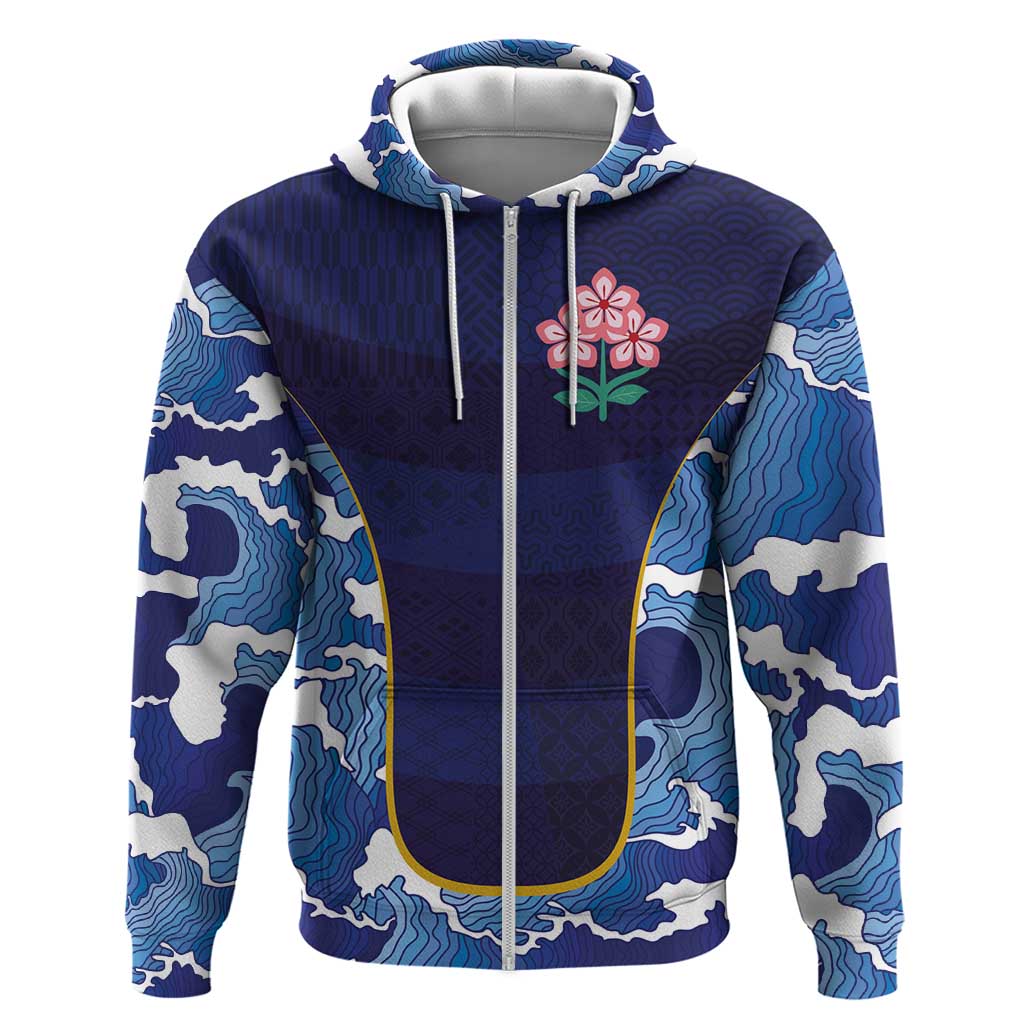 Custom Japan Pacific Rugby 2024 Hoodie Japanese Traditional Pattern and Sea Waves LT03