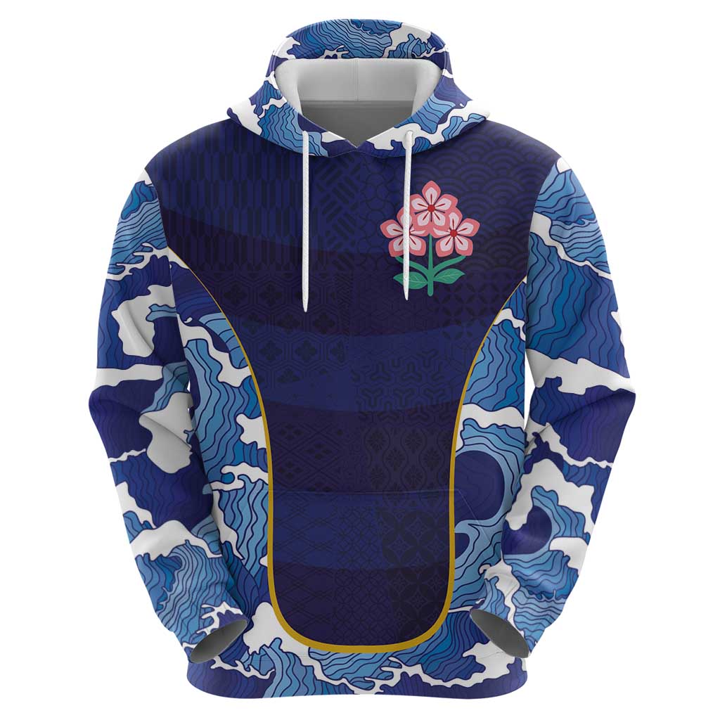 Custom Japan Pacific Rugby 2024 Hoodie Japanese Traditional Pattern and Sea Waves LT03