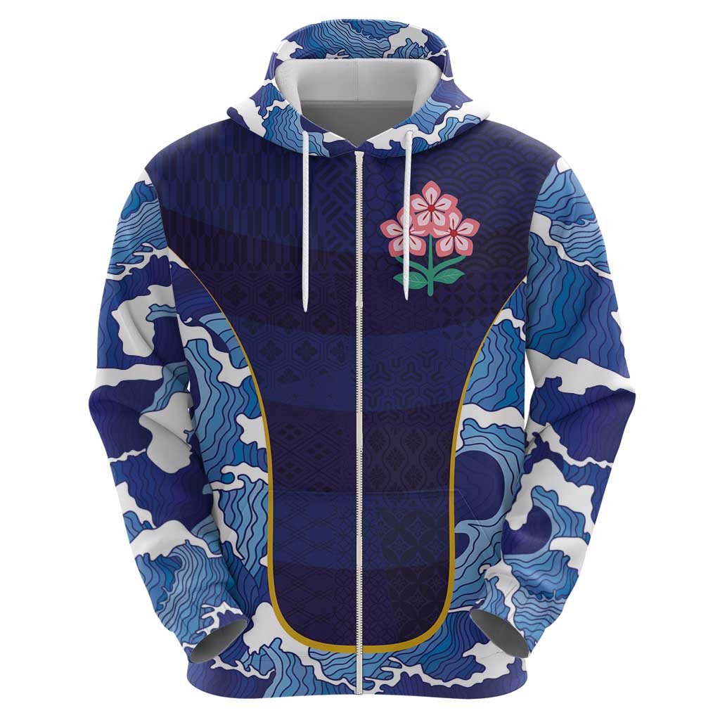 Custom Japan Pacific Rugby 2024 Hoodie Japanese Traditional Pattern and Sea Waves LT03