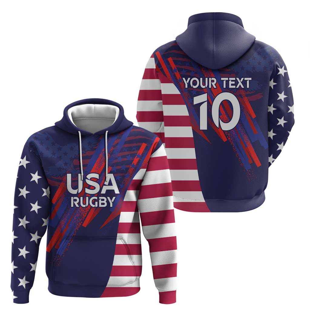 Custom United States Pacific Rugby 2024 Hoodie The Eagle and USA Flag Style LT03