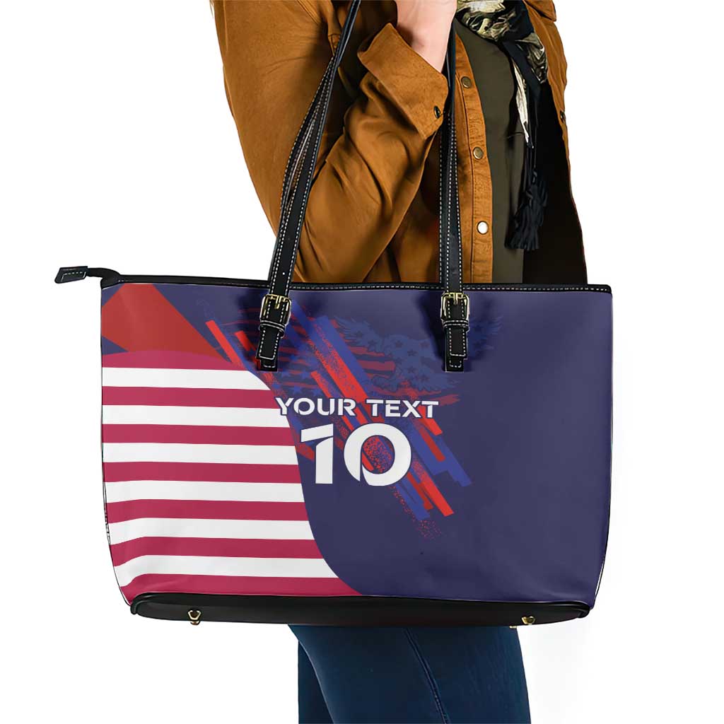 Custom United States Pacific Rugby 2024 Leather Tote Bag The Eagle and USA Flag Style LT03