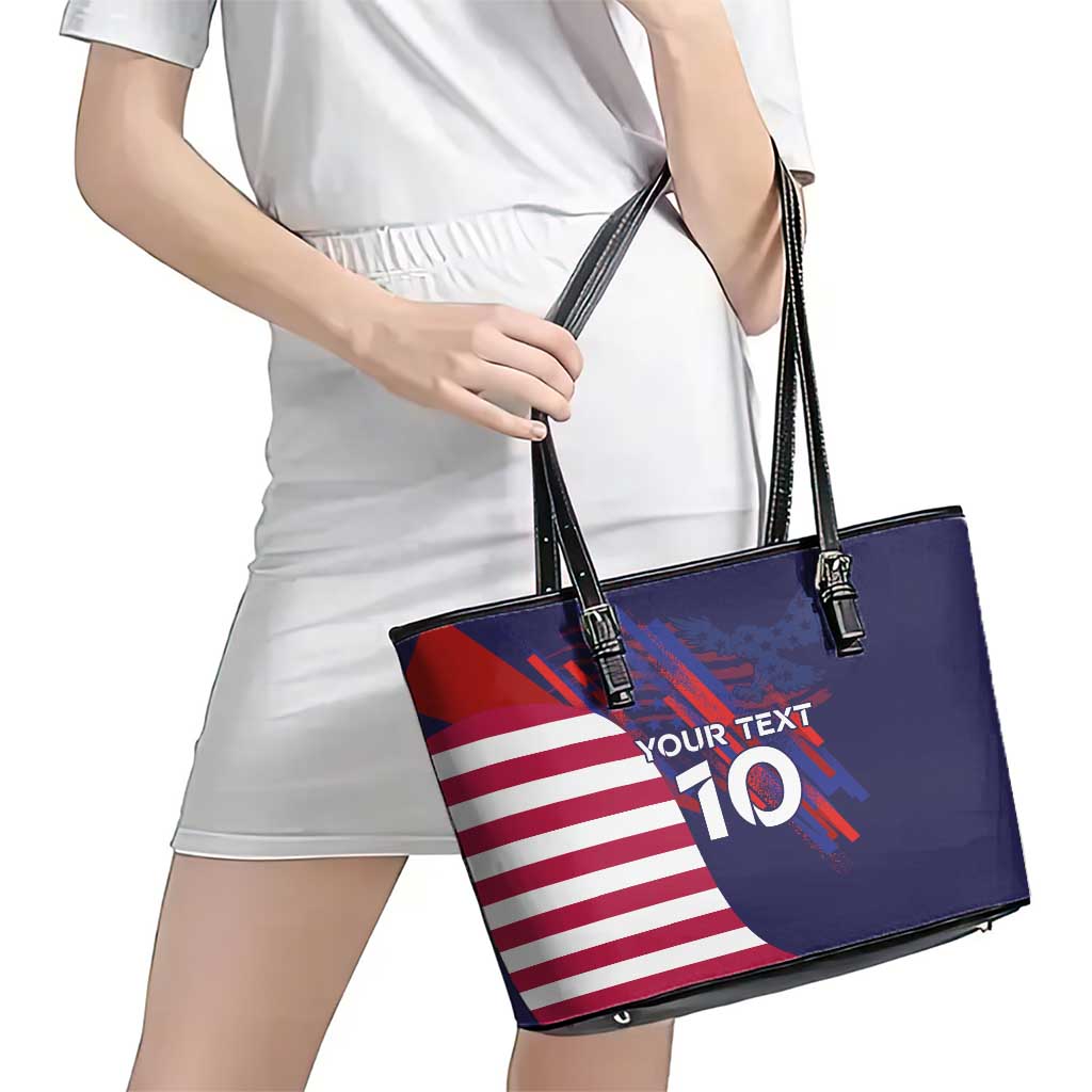 Custom United States Pacific Rugby 2024 Leather Tote Bag The Eagle and USA Flag Style LT03