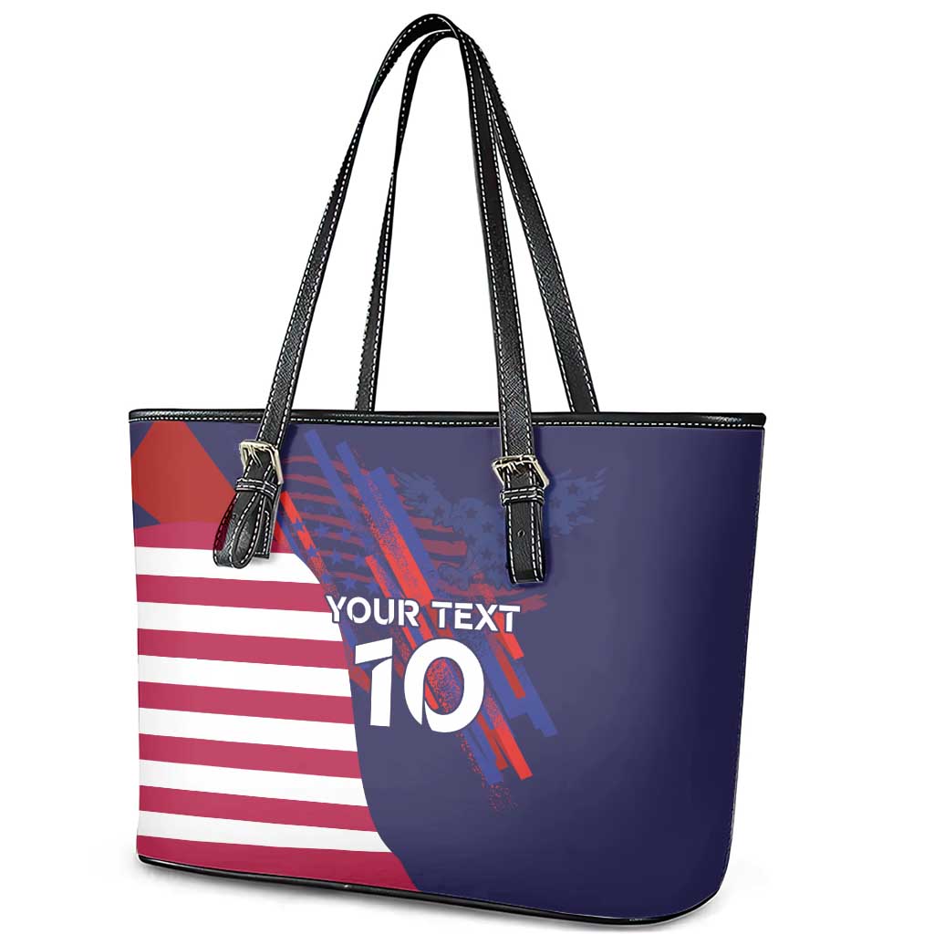 Custom United States Pacific Rugby 2024 Leather Tote Bag The Eagle and USA Flag Style LT03