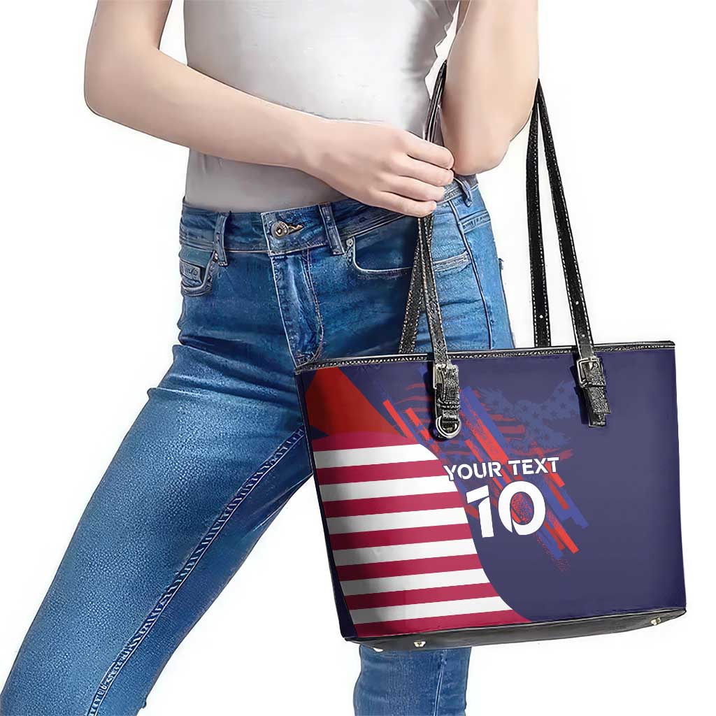 Custom United States Pacific Rugby 2024 Leather Tote Bag The Eagle and USA Flag Style LT03