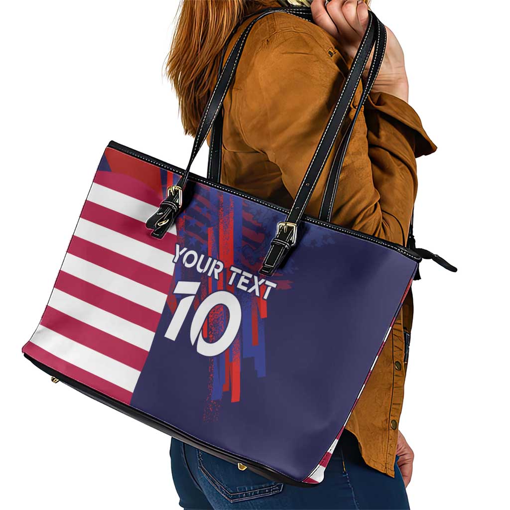 Custom United States Pacific Rugby 2024 Leather Tote Bag The Eagle and USA Flag Style LT03