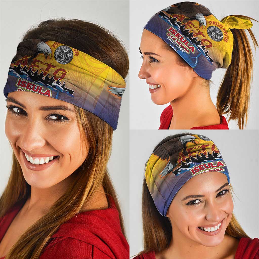 American Samoa Fautasi Neck Gaiter Bald Eage and Sailfish with Kakau Motifs LT03