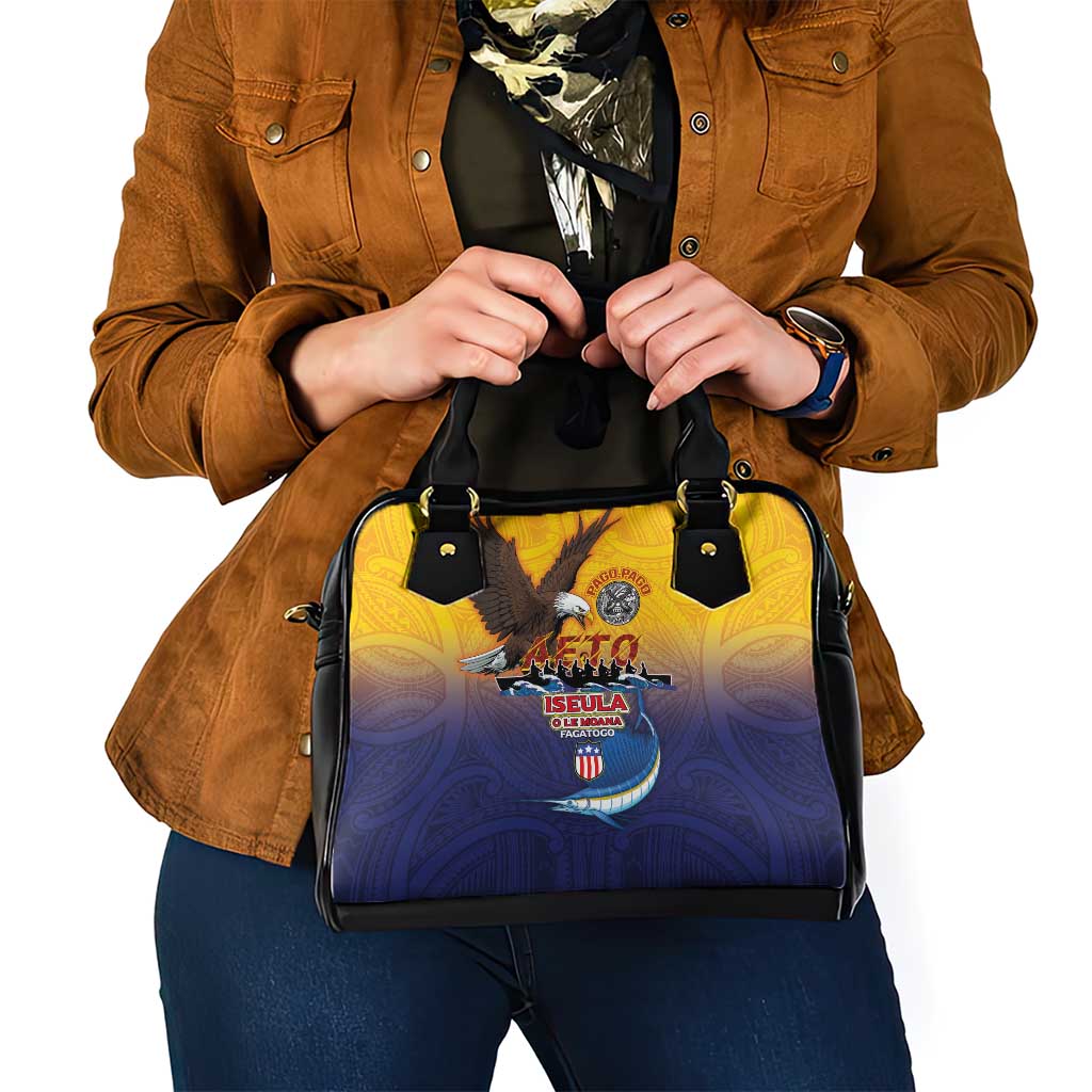 American Samoa Fautasi Shoulder Handbag Bald Eage and Sailfish with Kakau Motifs LT03