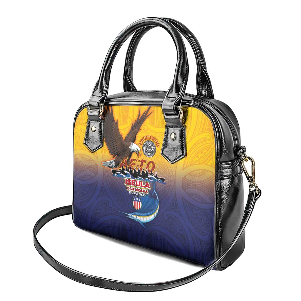 American Samoa Fautasi Shoulder Handbag Bald Eage and Sailfish with Kakau Motifs LT03