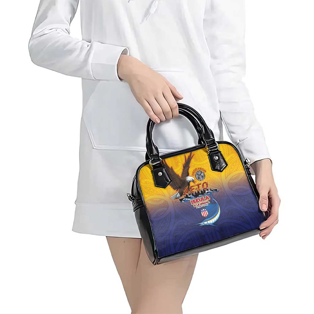 American Samoa Fautasi Shoulder Handbag Bald Eage and Sailfish with Kakau Motifs LT03