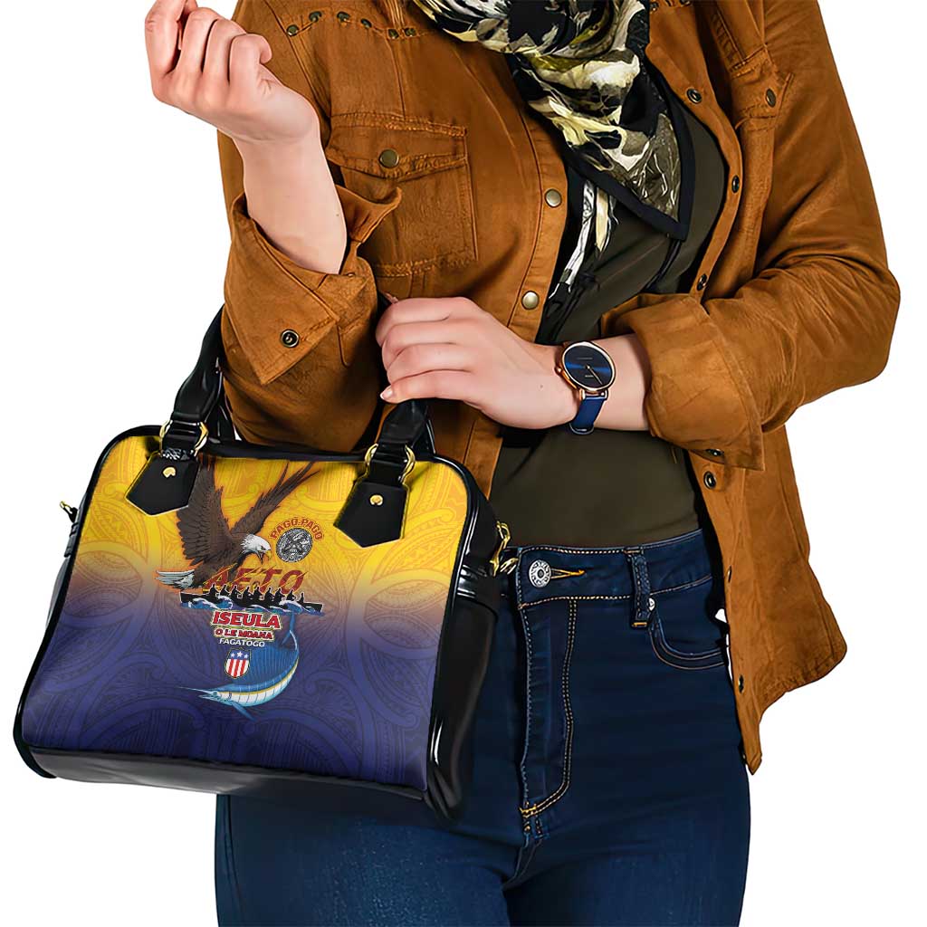 American Samoa Fautasi Shoulder Handbag Bald Eage and Sailfish with Kakau Motifs LT03