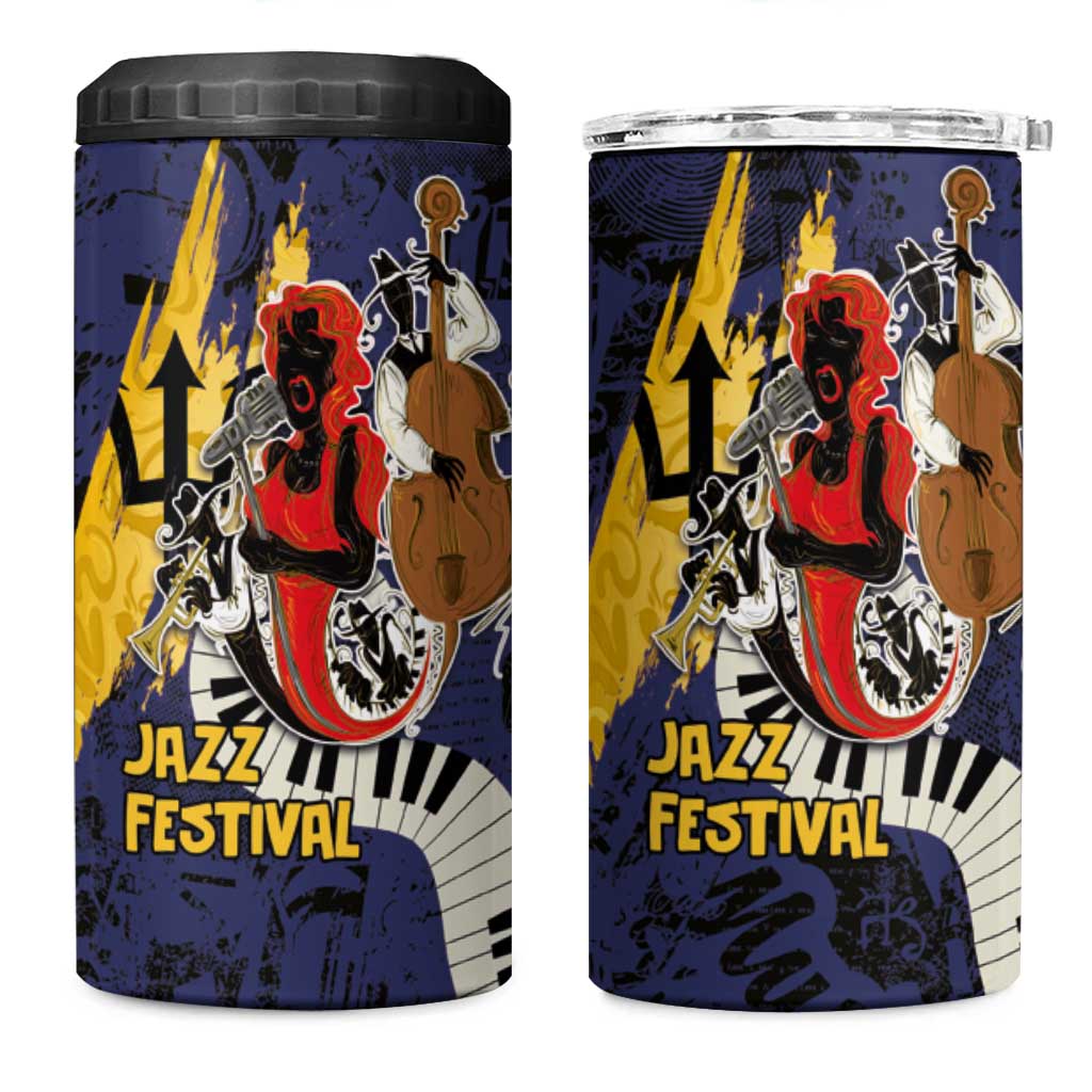 Afro-Barbados Jazz Festival 4 in 1 Can Cooler Tumbler Abstract Jazz Art LT03