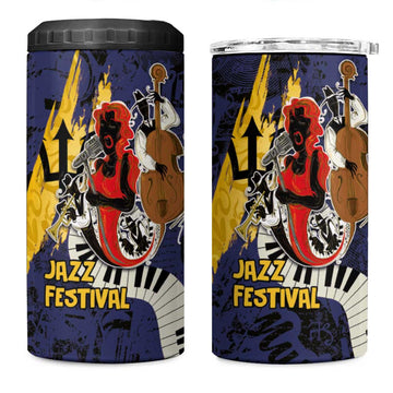 Afro-Barbados Jazz Festival 4 in 1 Can Cooler Tumbler Abstract Jazz Art LT03
