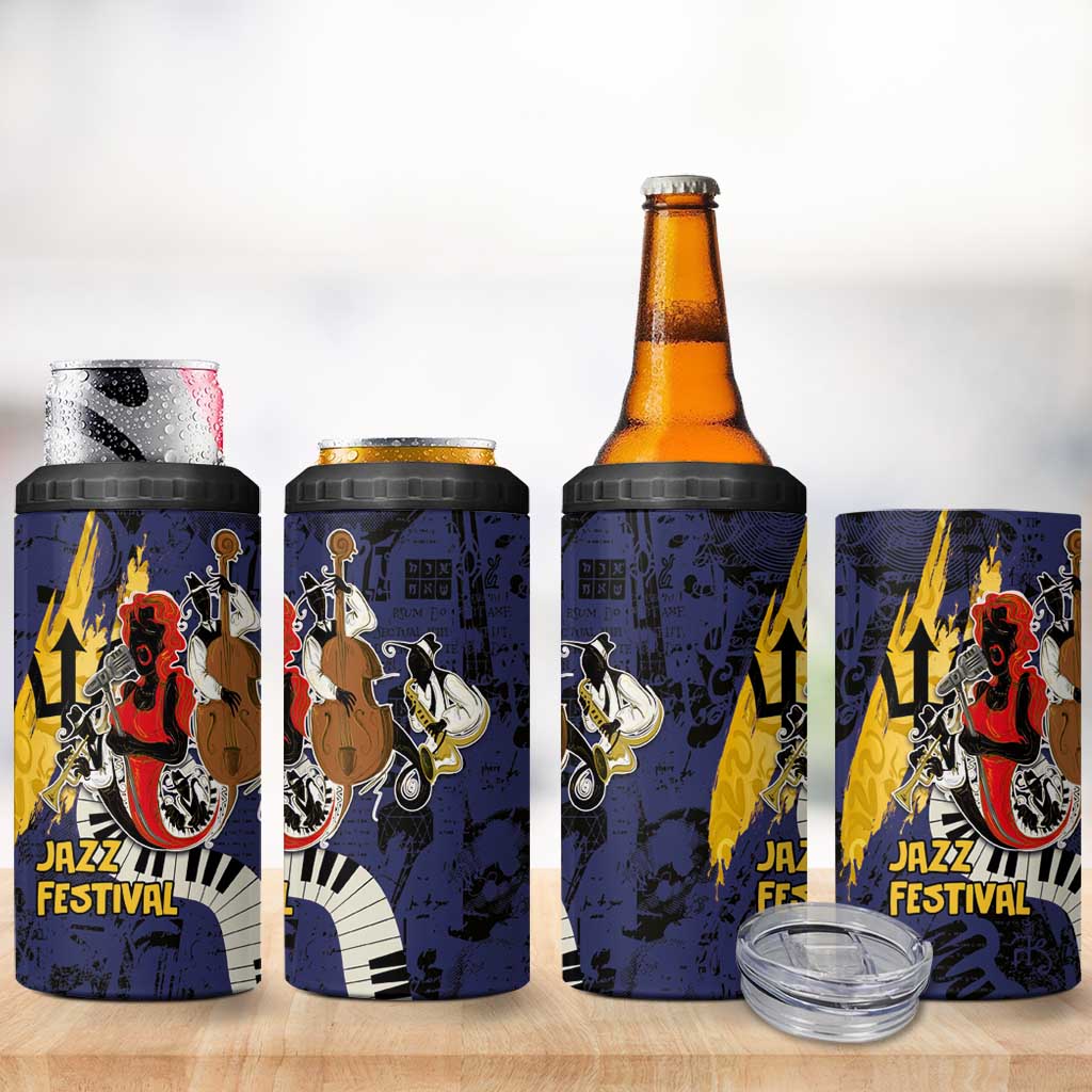 Afro-Barbados Jazz Festival 4 in 1 Can Cooler Tumbler Abstract Jazz Art LT03