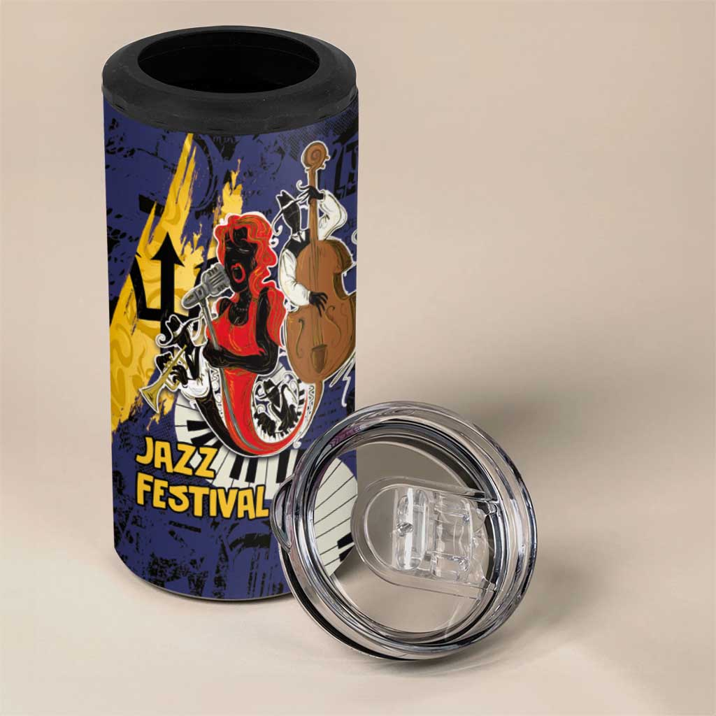 Afro-Barbados Jazz Festival 4 in 1 Can Cooler Tumbler Abstract Jazz Art LT03