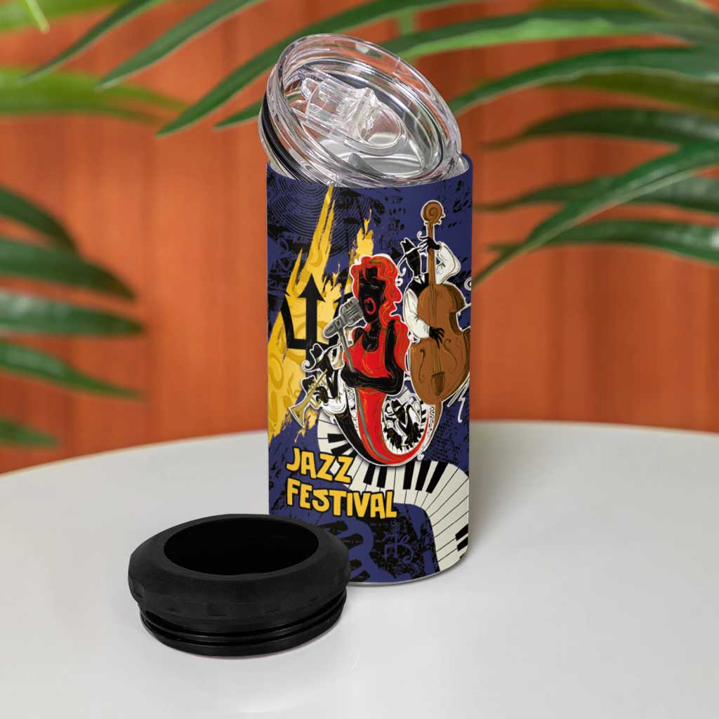 Afro-Barbados Jazz Festival 4 in 1 Can Cooler Tumbler Abstract Jazz Art LT03