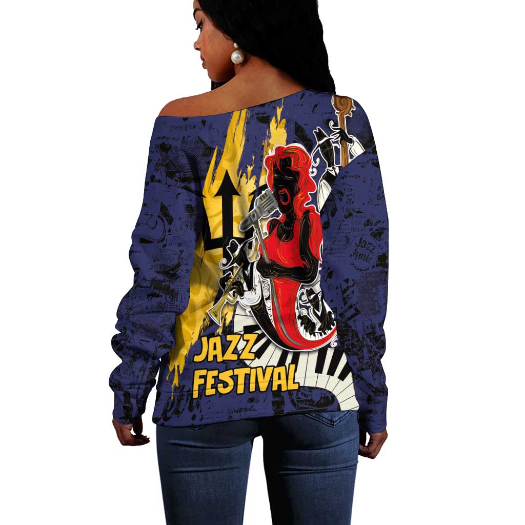 Afro-Barbados Jazz Festival Off Shoulder Sweater Abstract Jazz Art LT03