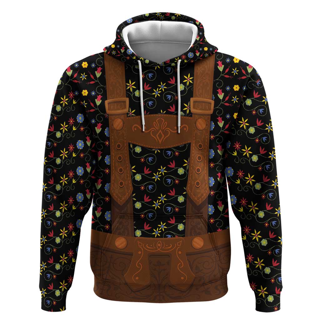 Traditional German Costume - Lederhosen Hoodie Folk Floral Pattern Style LT03