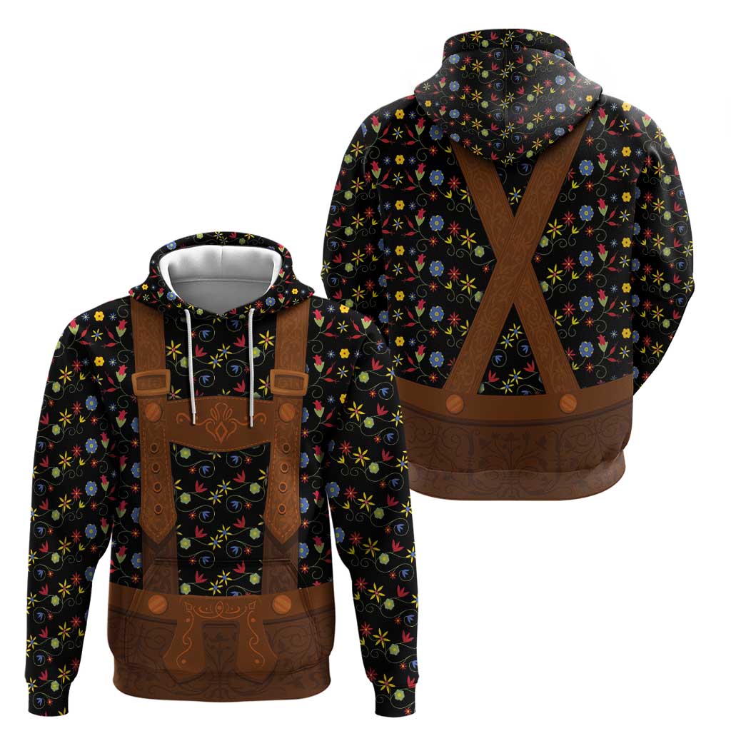 Traditional German Costume - Lederhosen Hoodie Folk Floral Pattern Style LT03