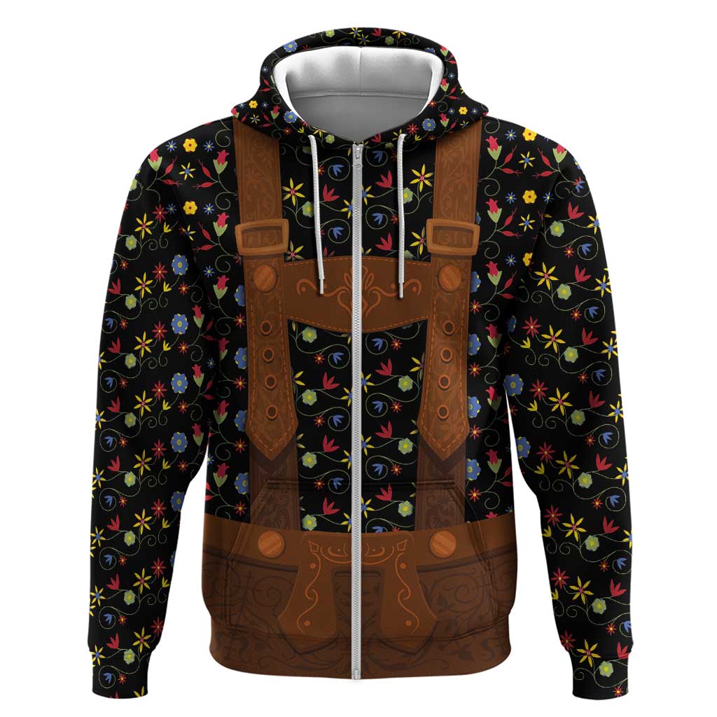 Traditional German Costume - Lederhosen Hoodie Folk Floral Pattern Style LT03