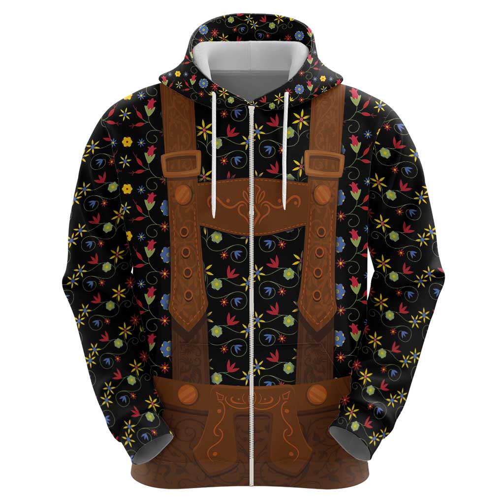 Traditional German Costume - Lederhosen Hoodie Folk Floral Pattern Style LT03