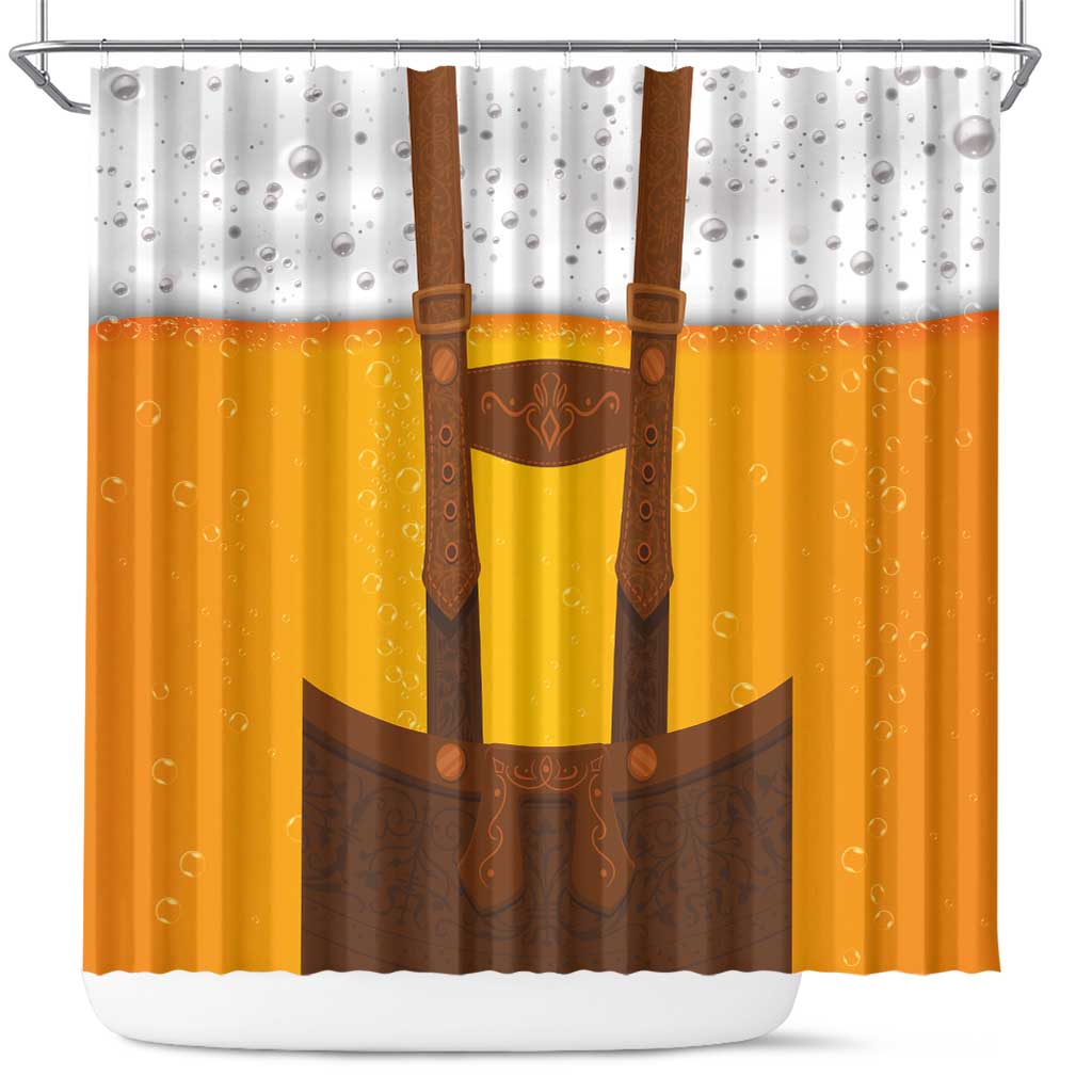 Traditional German Costume - Lederhosen Shower Curtain Oktoberfest Beer Head Funny Style LT03