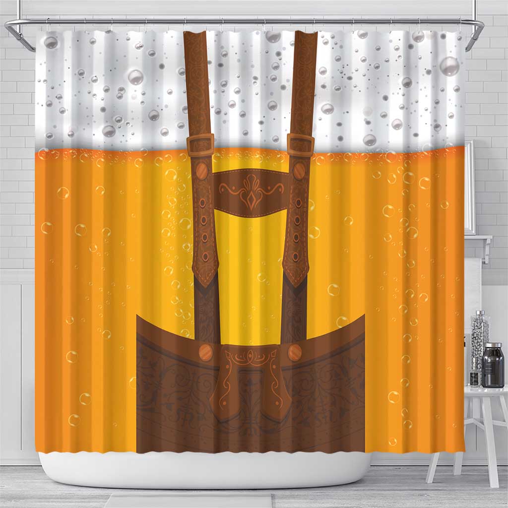 Traditional German Costume - Lederhosen Shower Curtain Oktoberfest Beer Head Funny Style LT03