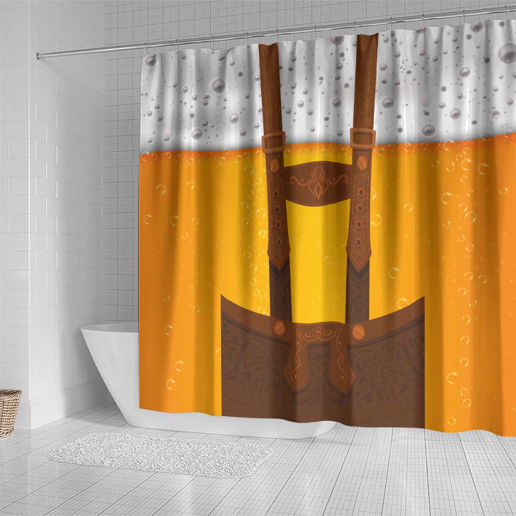 Traditional German Costume - Lederhosen Shower Curtain Oktoberfest Beer Head Funny Style LT03